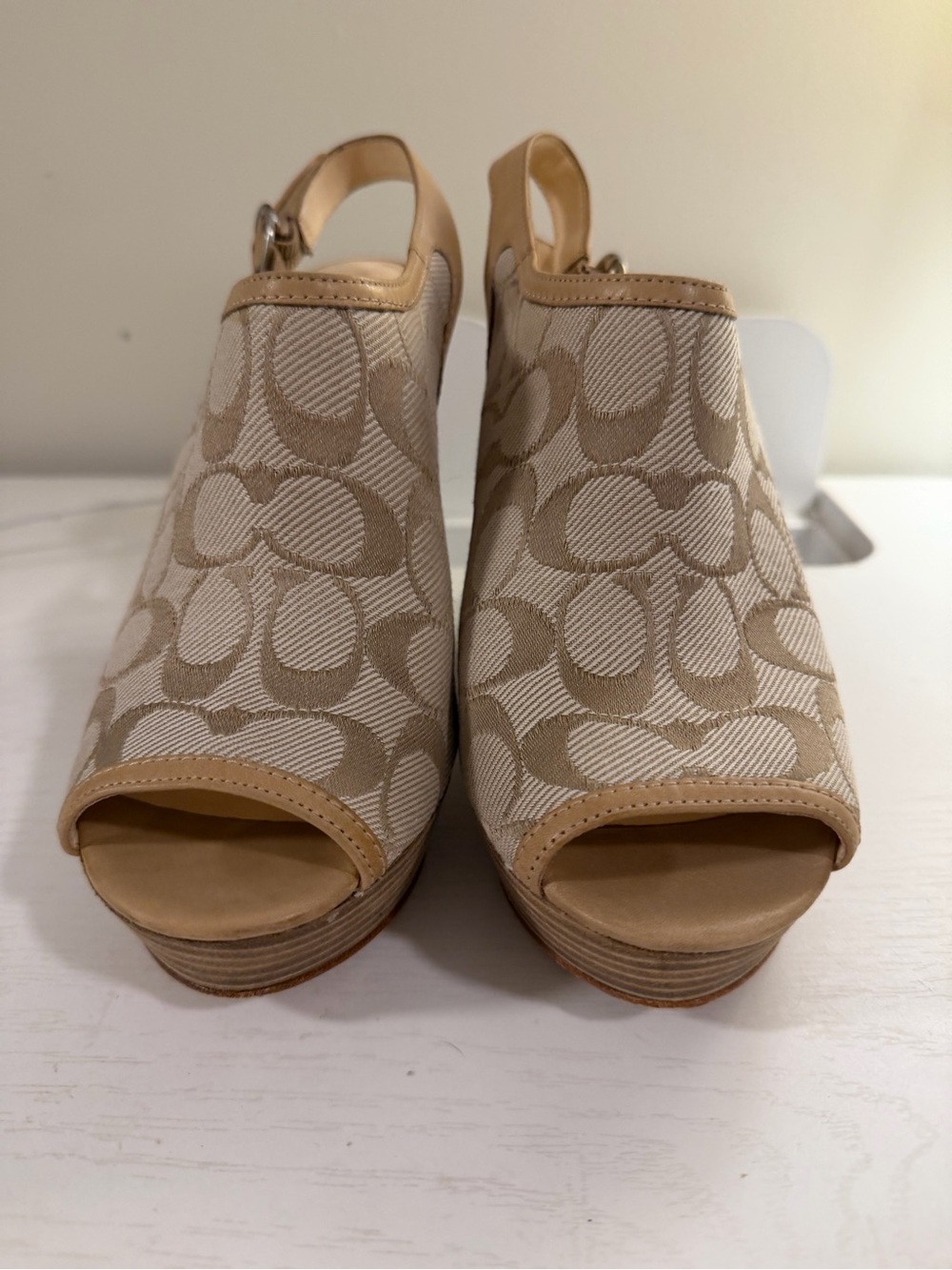 Coach JANET Peep-Toe Wedge Sandals